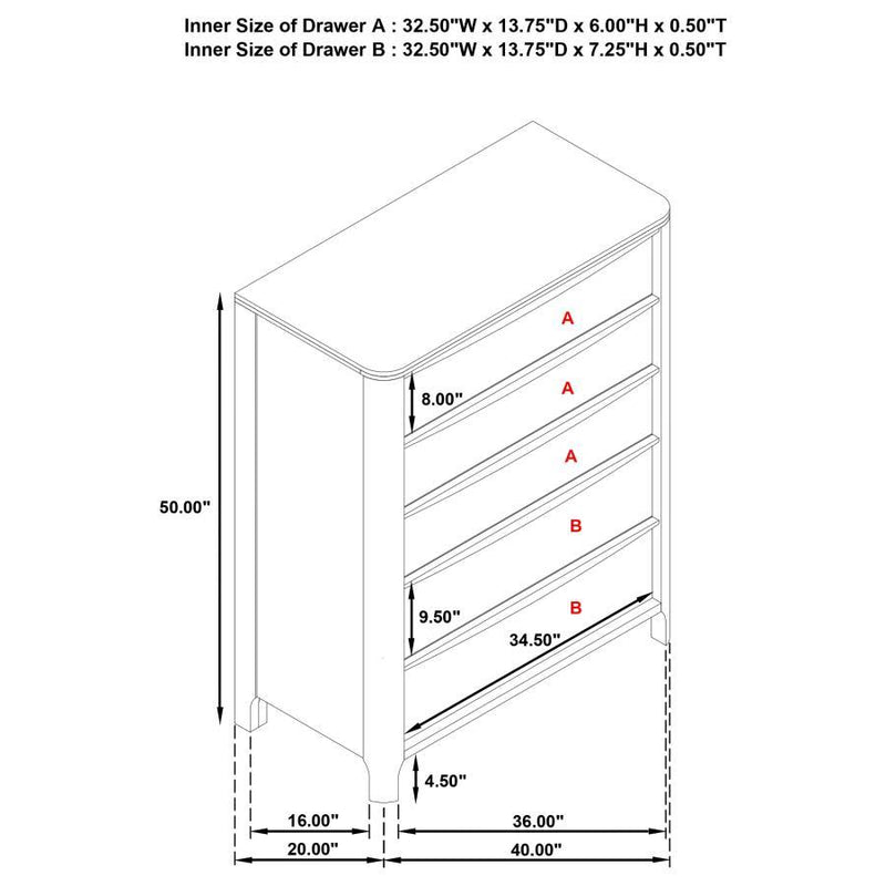 Maderia - 5-Drawer Chest Of Drawers - Walnut
