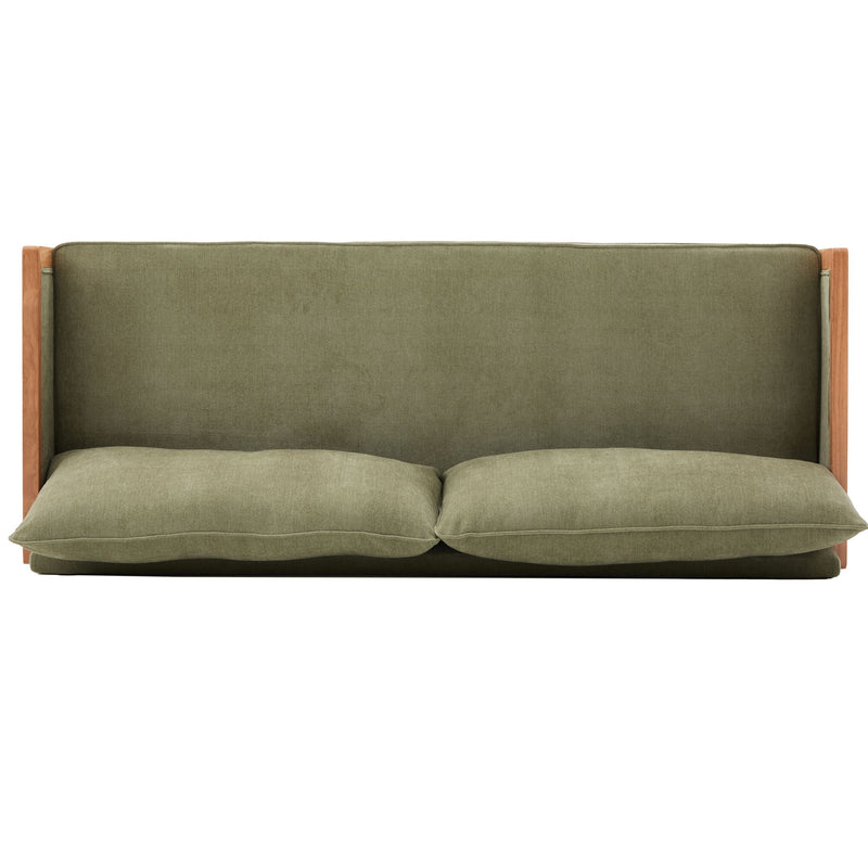 Modern 3 Seater Sofa With Wood Armrests