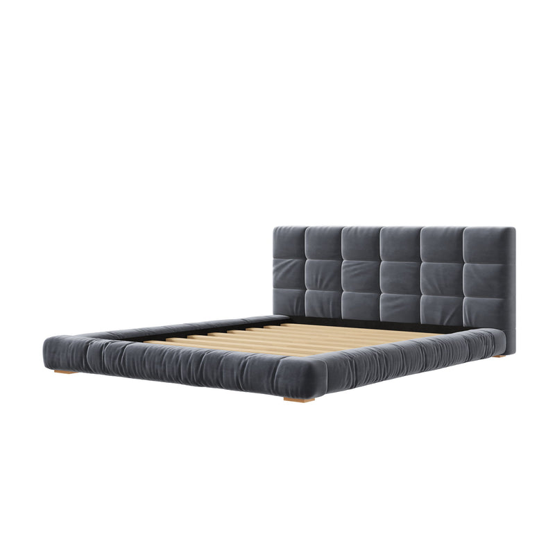 Upholstered Platform Bed Frame With Tufted Headboard