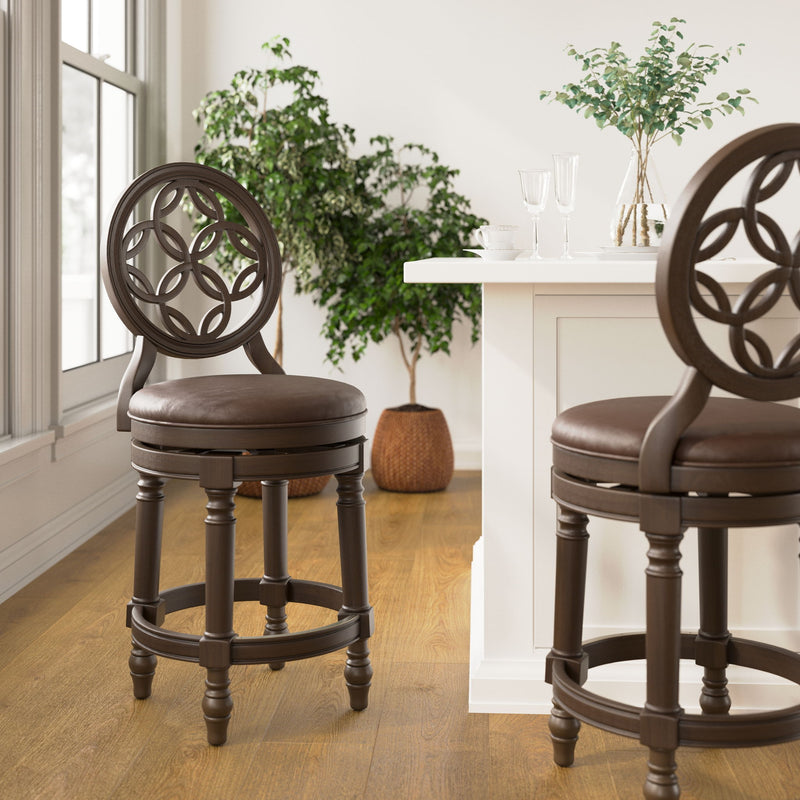 Stool With Back And Swivel Upholstered Seat