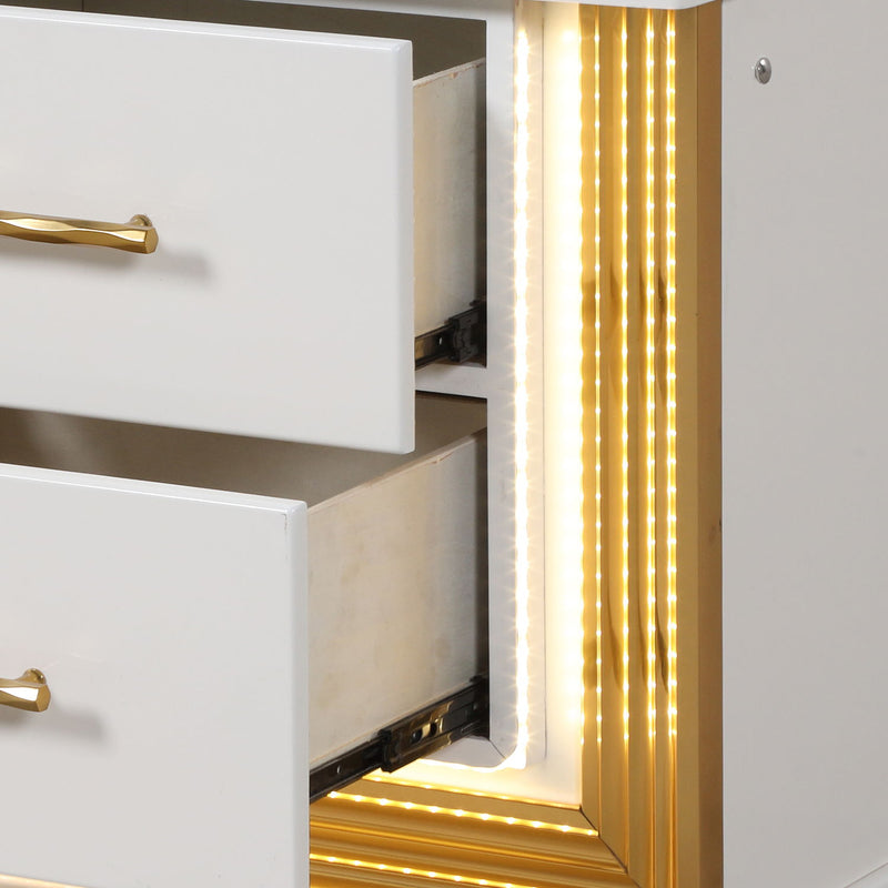 Obsession - 2 Drawer LED Nightstand - White