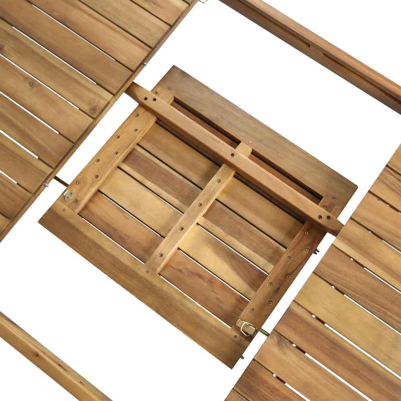 Wilson - Expandable Dining Table With Slat Design - Teak Acacia Wood