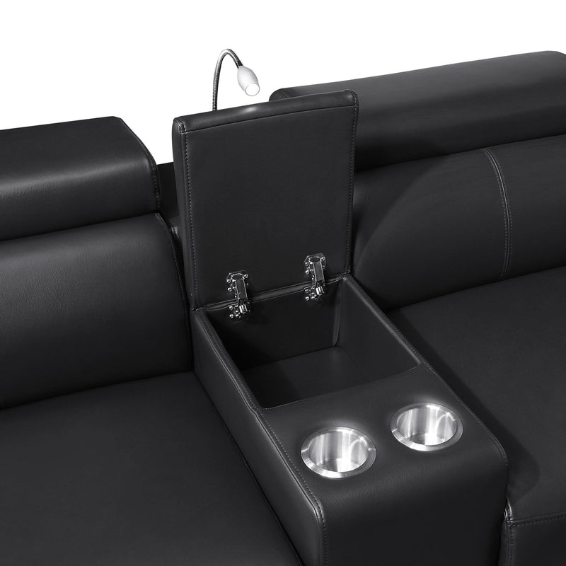 Nova - Sectional With Bluetooth Speaker, LED And Lifting Wine Cabinet
