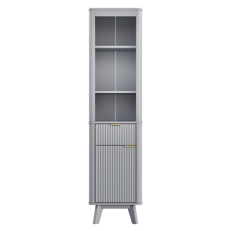 Tall Bathroom Storage Cabinet With Adjustable Shelves And 1 Drawer & Door