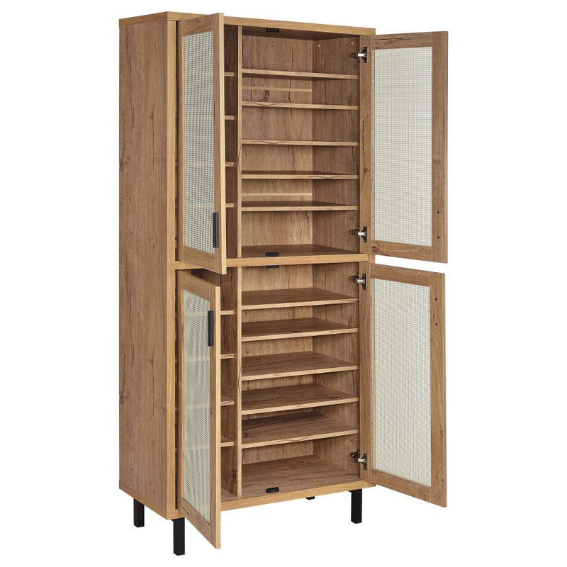 Teller - 4-Door Tall Shoe Storage Cabinet - Natural Oak