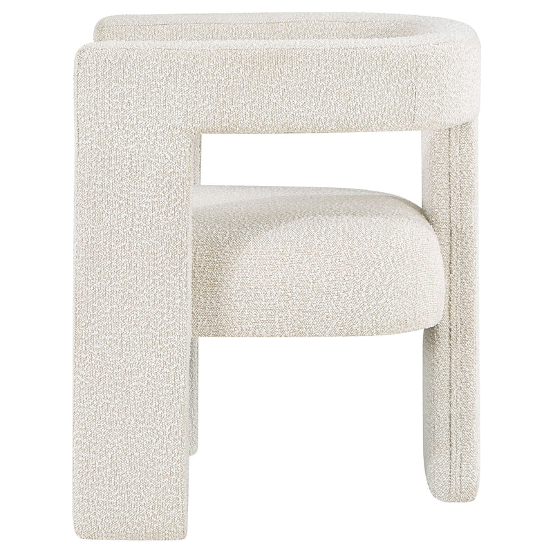 Verda - Upholstered Accent Side Chair In Soft With Rounded Open Back And 3 Leg Base - White