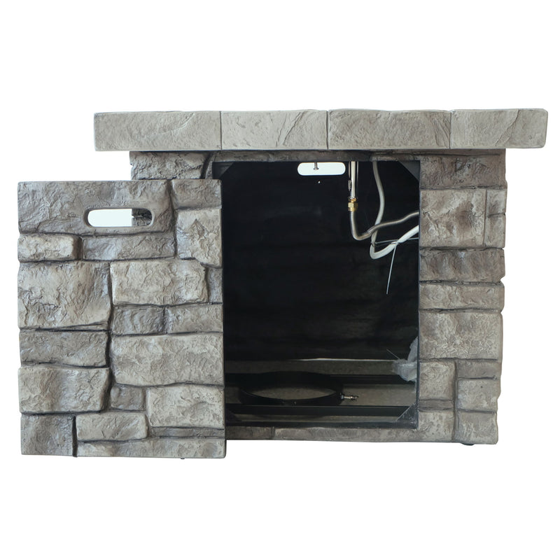 Outdoor Square Propane Fire Pit 40, 000 Btu - Gray