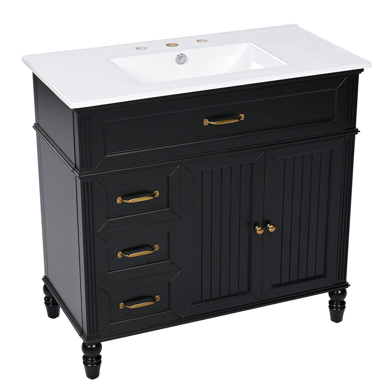 Bathroom Vanity With Sink, Freestanding Cabinet & Drawers