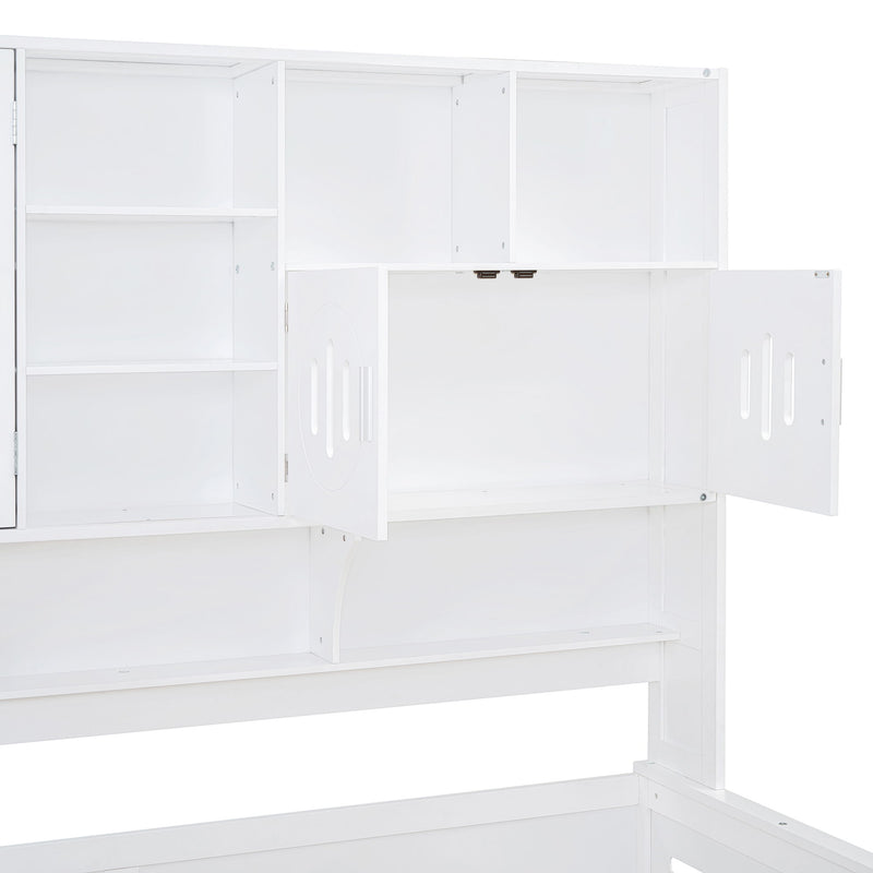 Daybed With All-In-One Cabinet And Shelf