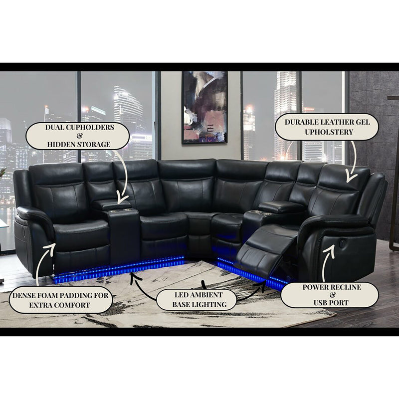 Jupiter - Leather Sectional - Black