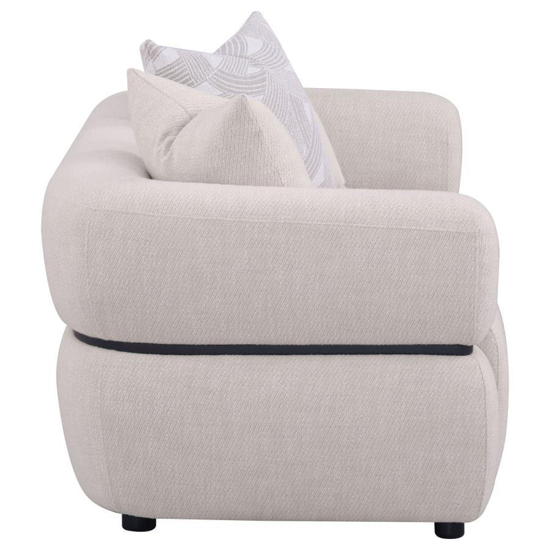 Jeanette - 73" Fabric Upholstered Round Arm Loveseat - Beige