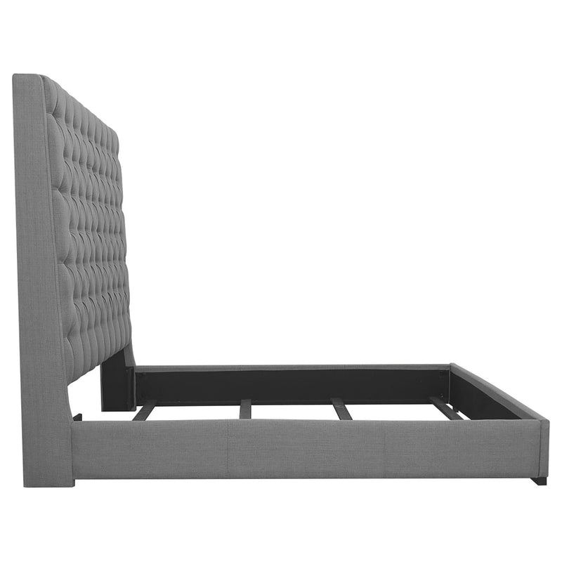 Copper - Queen Panel Bed With Button Tufted Headboard - Gray