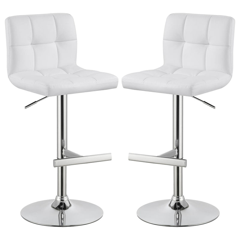 Lenny Upholstered Adjustable Bar Stool White (Set of 2)