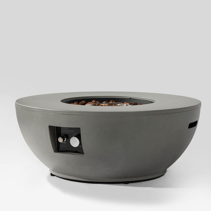 Propane Gas Fire Pit Table, 50000 Btu, Round With Tank Holder For Outside - Gray