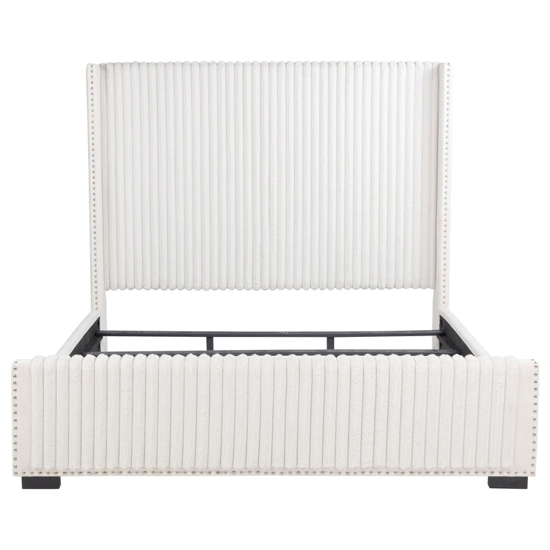 Natasha 65-inch Upholstered Eastern King Wingback Bed Cream