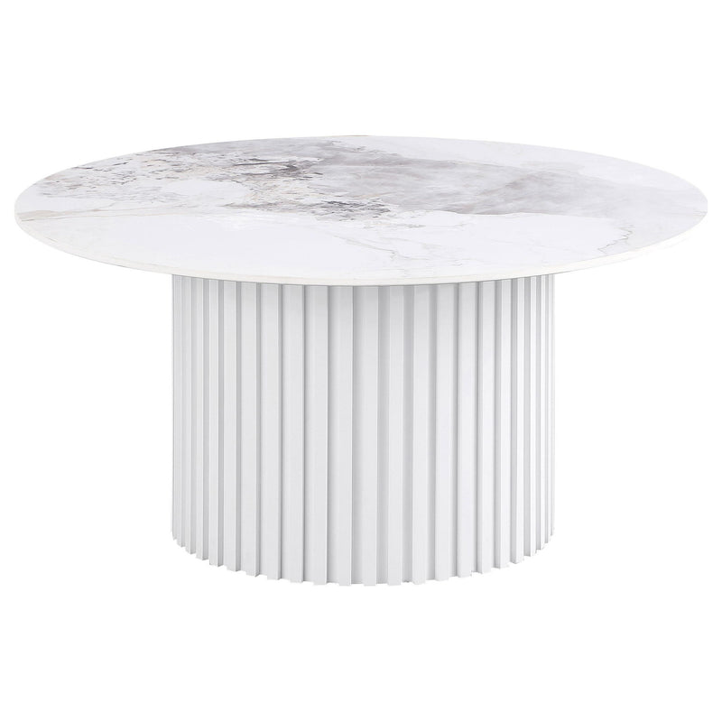 Rowena 2-piece Coffee and End Table Set White Faux Marble