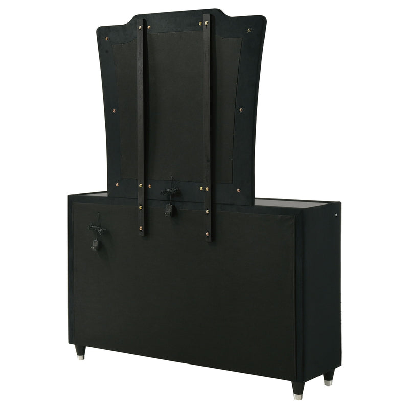 Mika - 8 Drawer LED Dresser With Mirror - Black