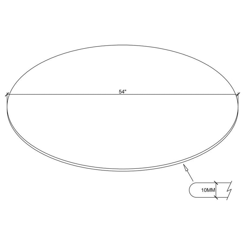 54" 10mm Round Clear Tempered Glass Top - Clear