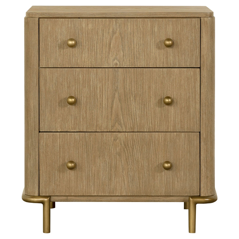 3 Drawer Nightstand With USB Ports - Brown