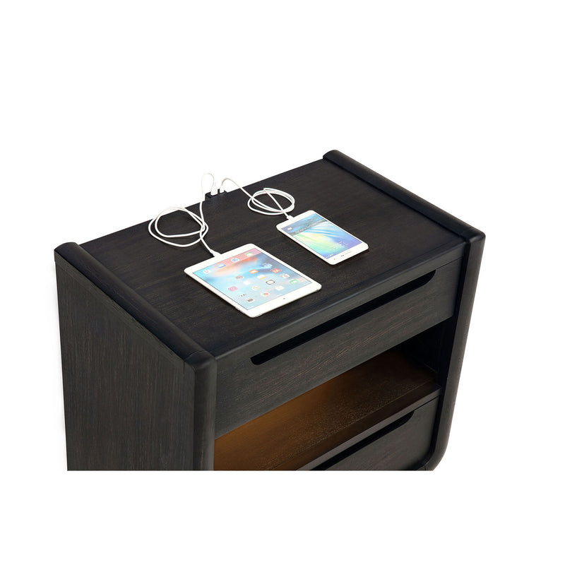 Bangor - 2 Drawer LED Nightstand With USB - Black