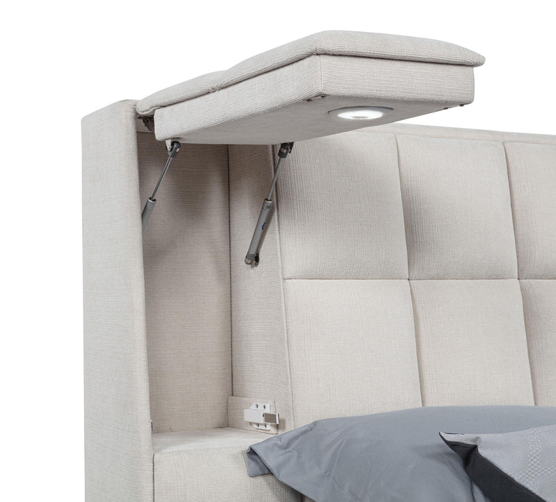 Dreux Upholstered California King Panel Platform Bed Cream