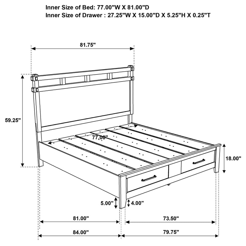 Hazlewood 59-inch Eastern King Storage Bed Vineyard Oak