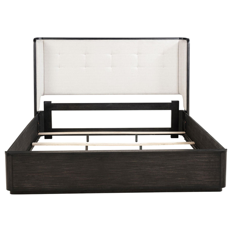 Leandro 55-inch Eastern King Wingback Bed Burnished Black