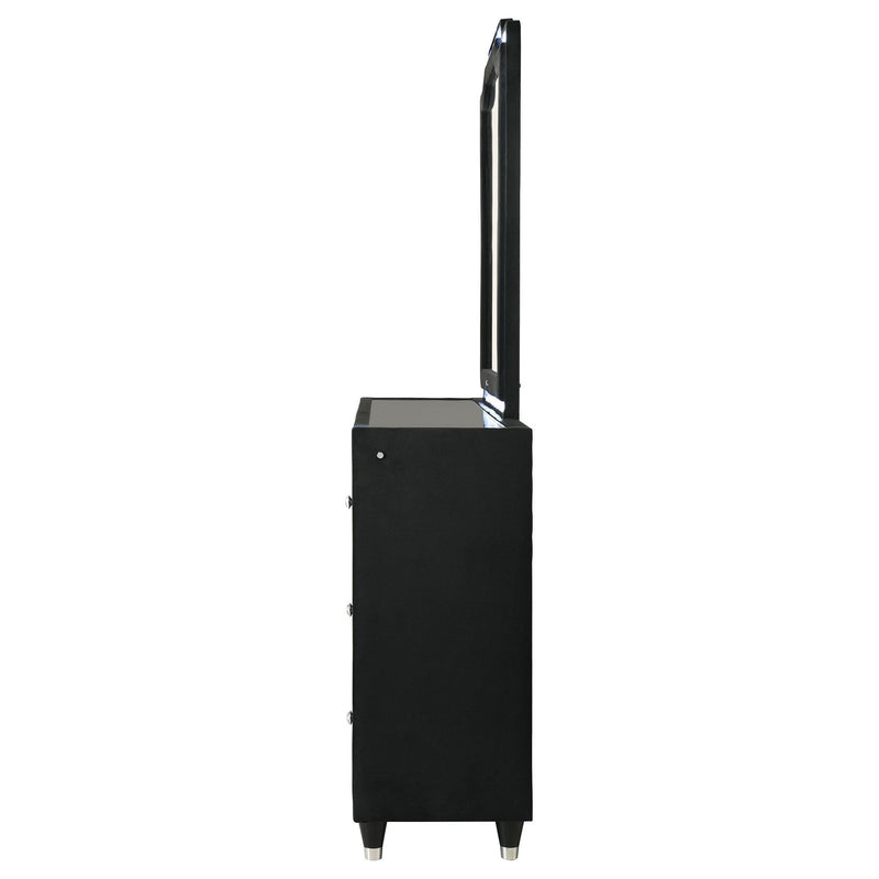 Lorient 8-drawer LED Flame Box Dresser and Mirror Black