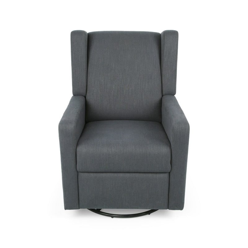 Landau - Contemporary Fabric Upholstered Swivel Recliner - Charcoal