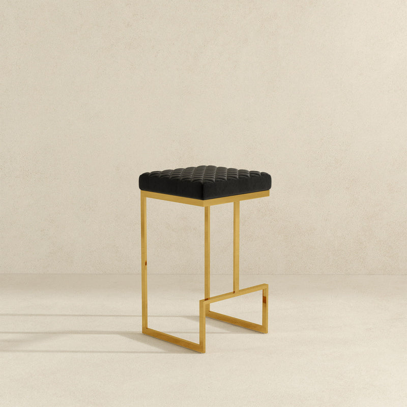 Joel - Upholstered Stool - Black / Gold