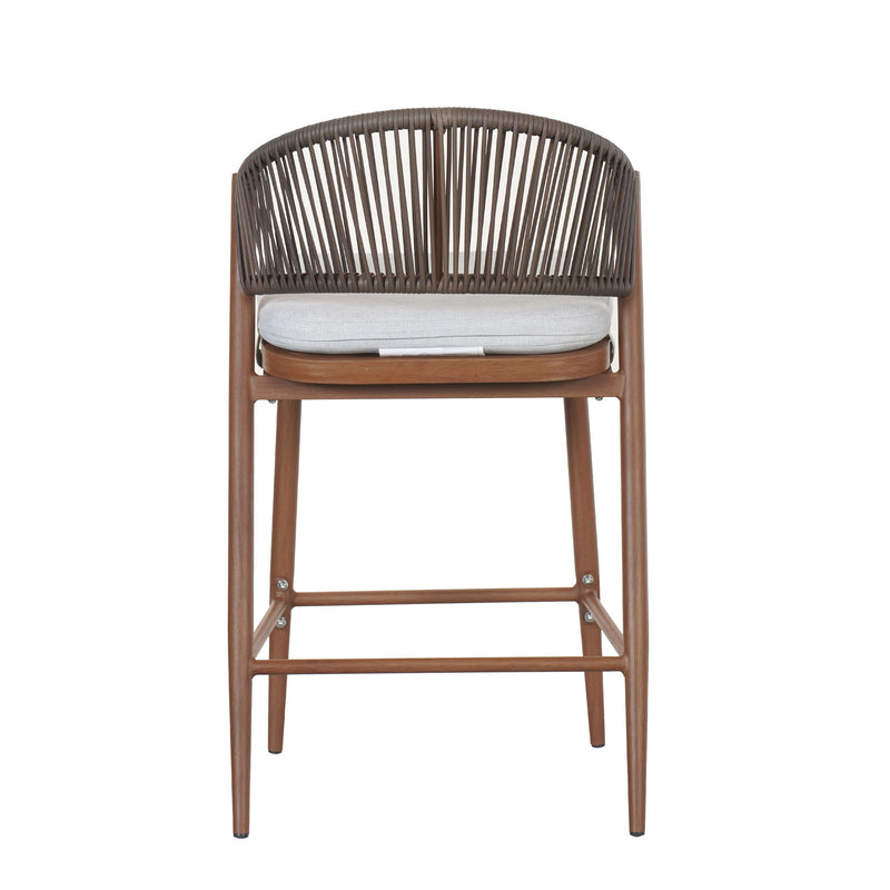 Outdoor 26" Counter Height Metal Frame Counter Stools With Scallop Shaped Backrest & Water Resistant Cushions