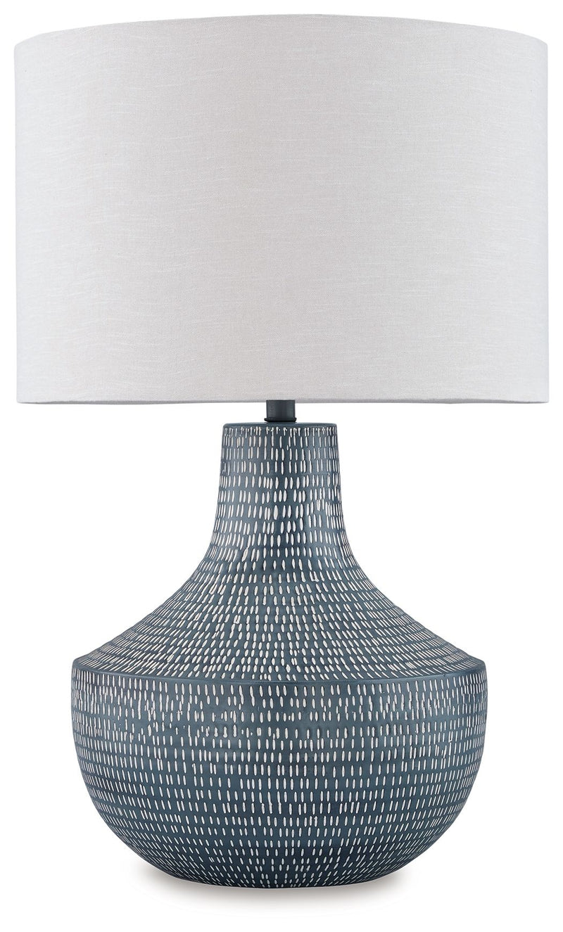 Schylarmont - Metal Table Lamp - Antique Gray / White