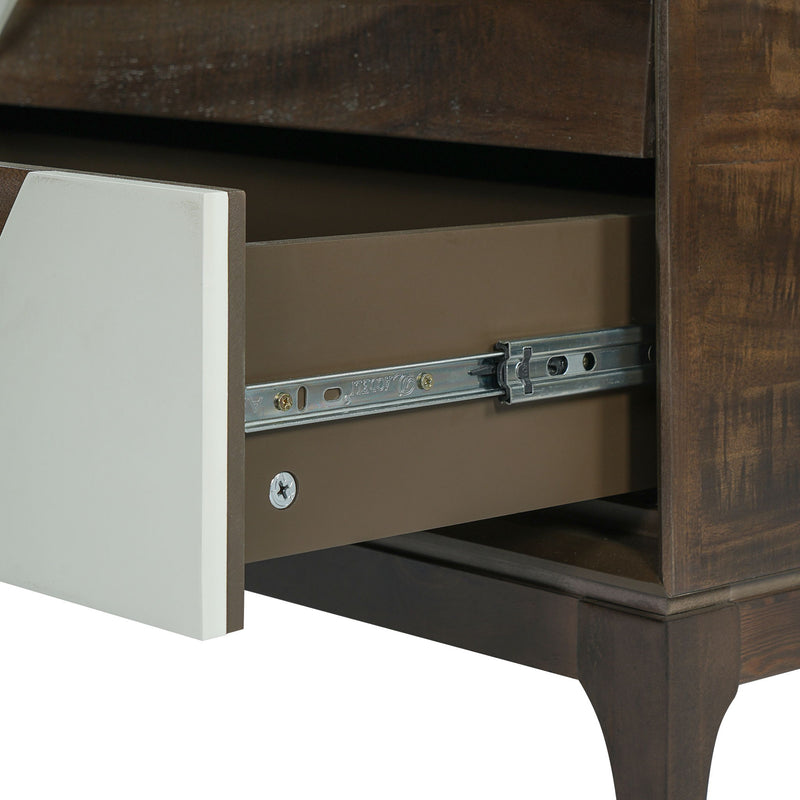 Japandi 2 Drawer Nightstand With Geometric Design
