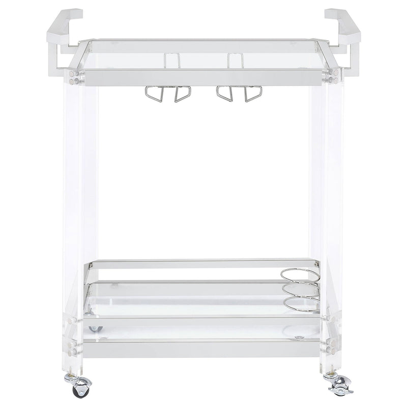 Jefferson 2-tier Glass Shelf Acrylic Bar Cart Chrome