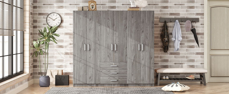 6 Doors Wardrobe Storage For Bedroom, With Big Drawers