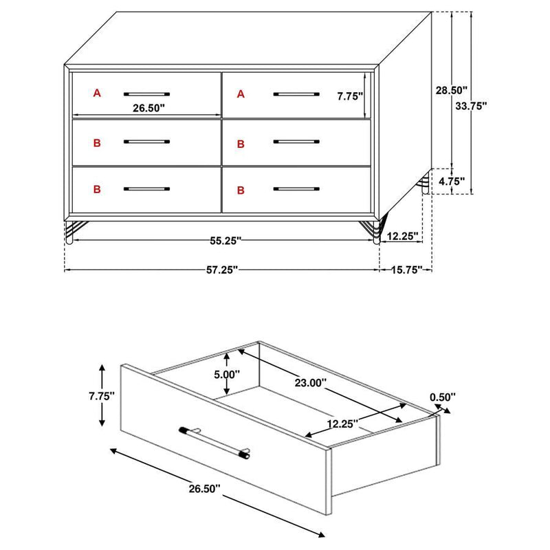 Lucia - 6-Drawer Dresser