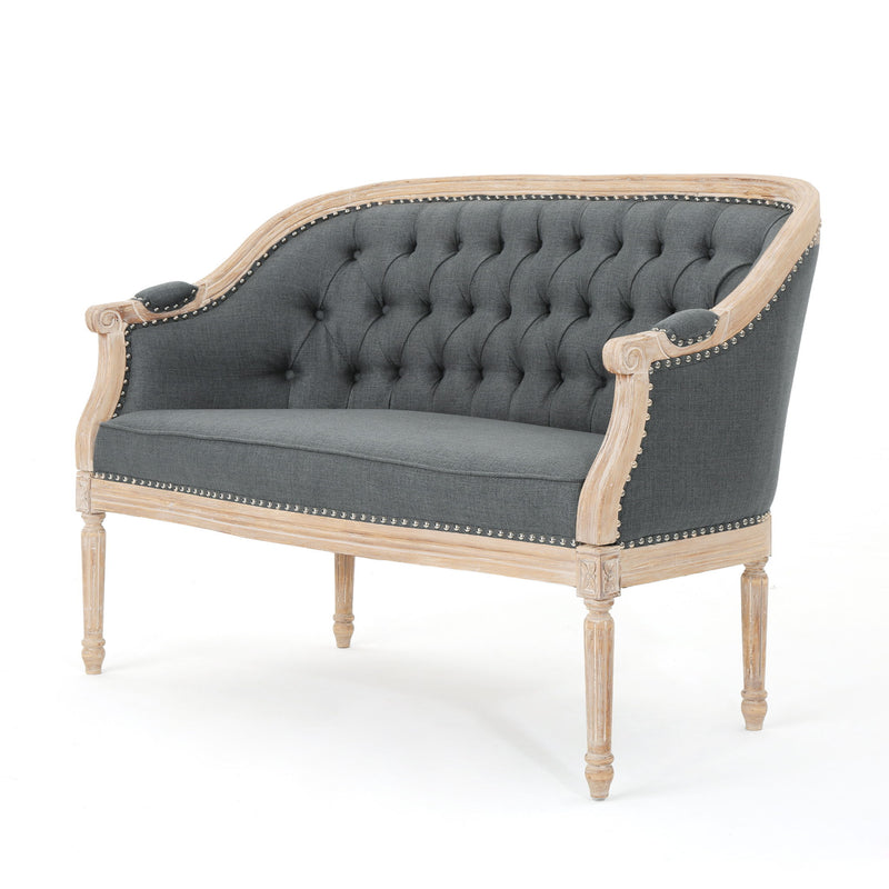 French Country Chesterfield Style Tufted Loveseat