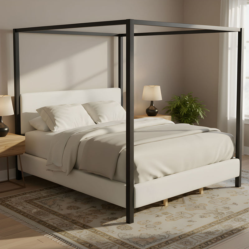 Modern Canopy Bed With Upholstery