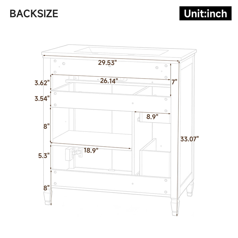 Freestanding Bathroom Vanity With Sink, Soft Close Door, Tip Out Drawer