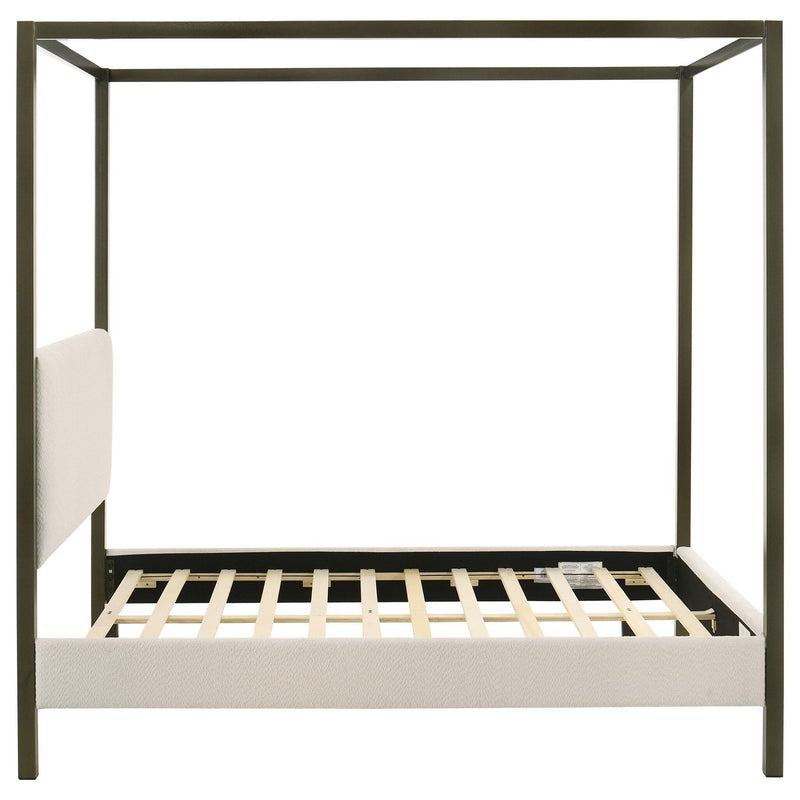 Monroe Upholstered Queen Canopy Bed Vanilla