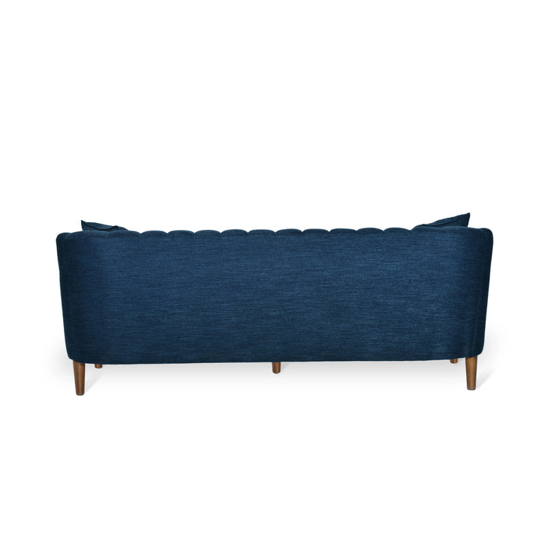 Contemporary 3 Seater Sofa With Button Tufted Design - Navy Blue