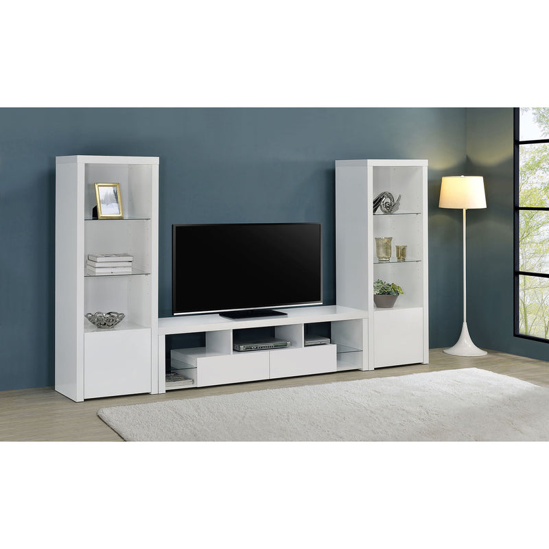 Lance - 2 Drawer TV Stand With Shelves - Gloss White