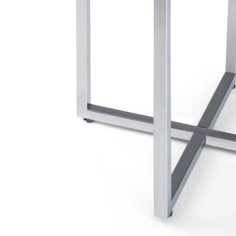 Marsden - Side Table With Polished Base - White / Silver