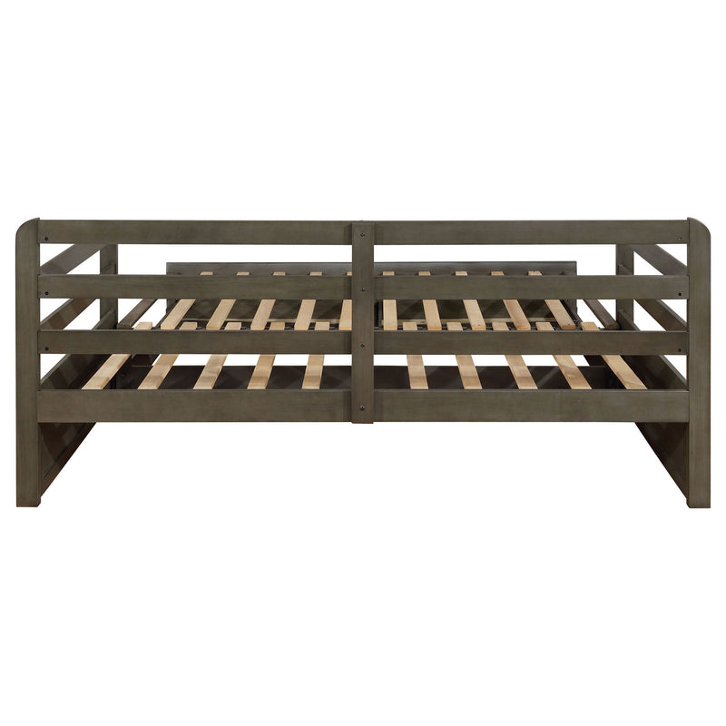 Twin Long 2 Drawer Daybed With Extendable Trundle, Storage Drawers, Fits Standard Mattress - Gray