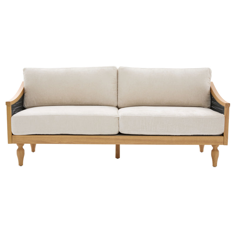 3 Seater Sofa With Rattan Armrests