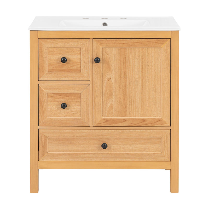 Modern Bathroom Vanity With Sink, Soft Close Drawers & Door, Storage Rack