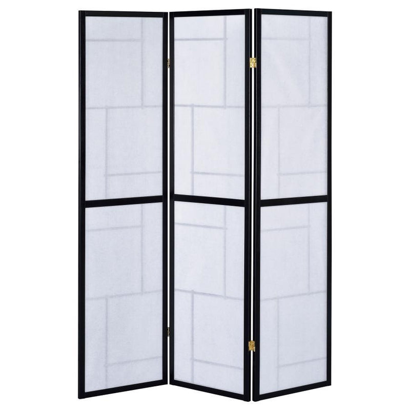 Damis - 3-Panel Room Divider Folding Shoji Screen - Black