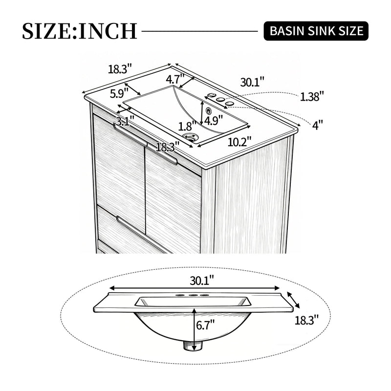 Softened Modern Bathroom Vanity With Sink
