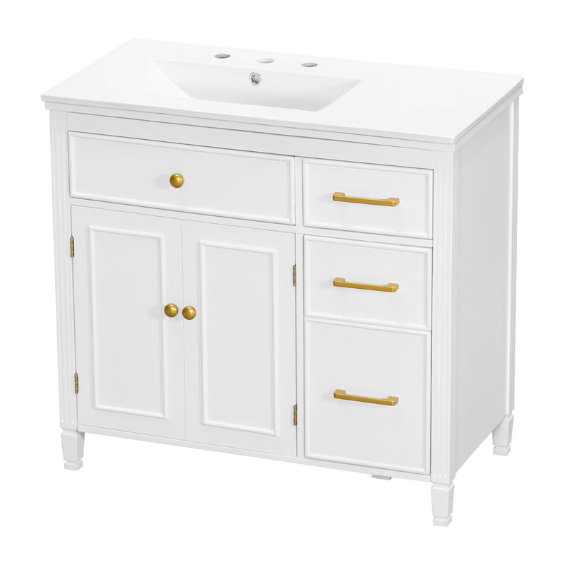 Bathroom Vanity With Sink Top, 3 Soft Closing Drawers