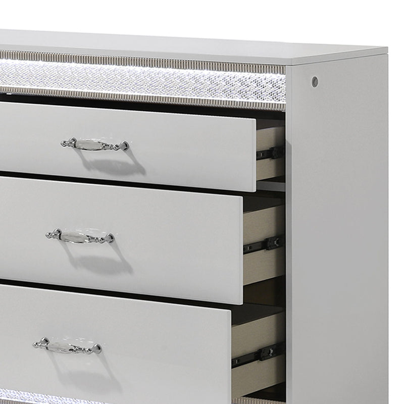 Glam - 6 Drawer Dresser With LED Lighting (Includes Dresser Only) - White